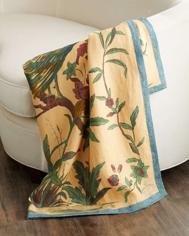 Peacock Toile Throw, 51" x 71"